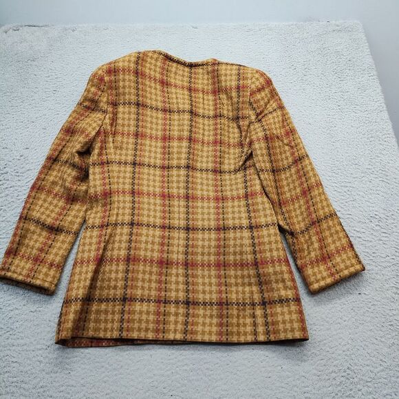 Vintage harvé benard Jacket Womens Size 4 Multi Plaid Shoulder Pads Button Front - Picture 2 of 4